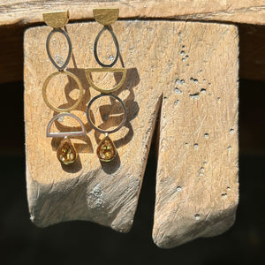 Totem Asymmetric Earrings with Citrines NYC