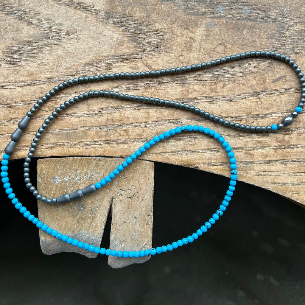 Long Beaded Necklace, Turquoise